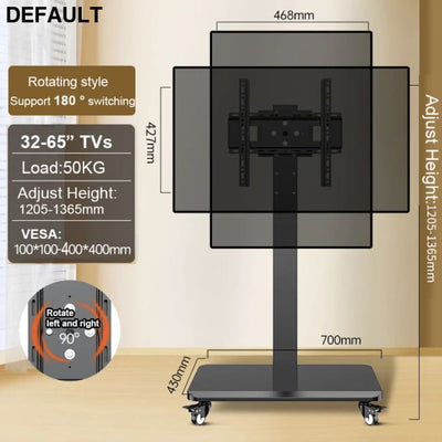 Floor TV Stand with Power Outlet Universal for 26-65 inch TVs up to 110 lbs Height Adjustable Swivel GRAY Home Stands