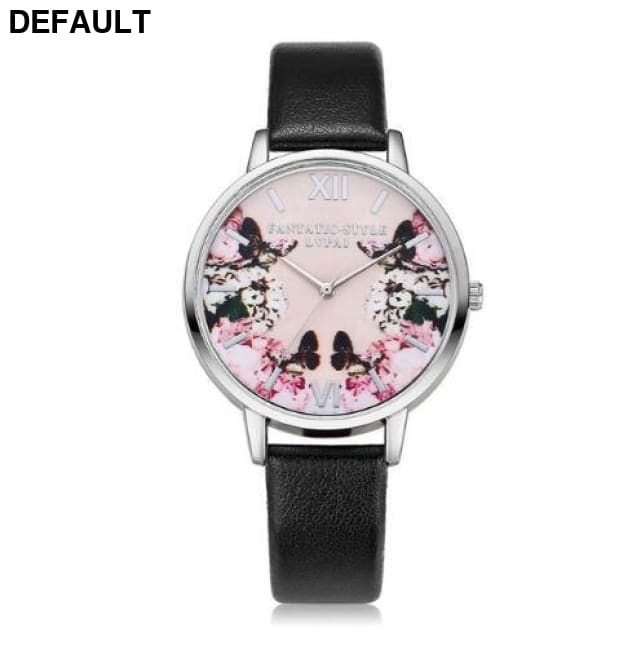 Flower Butterfly Ladies Bracelet Watch black Women Watches