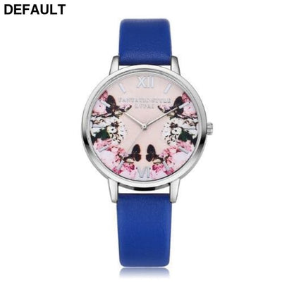 Flower Butterfly Ladies Bracelet Watch blue Women Watches