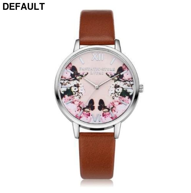 Flower Butterfly Ladies Bracelet Watch brown Women Watches