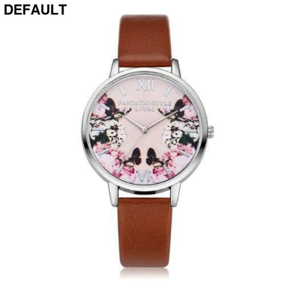 Flower Butterfly Ladies Bracelet Watch brown Women Watches