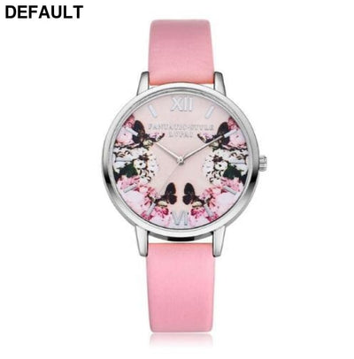 Flower Butterfly Ladies Bracelet Watch pink Women Watches