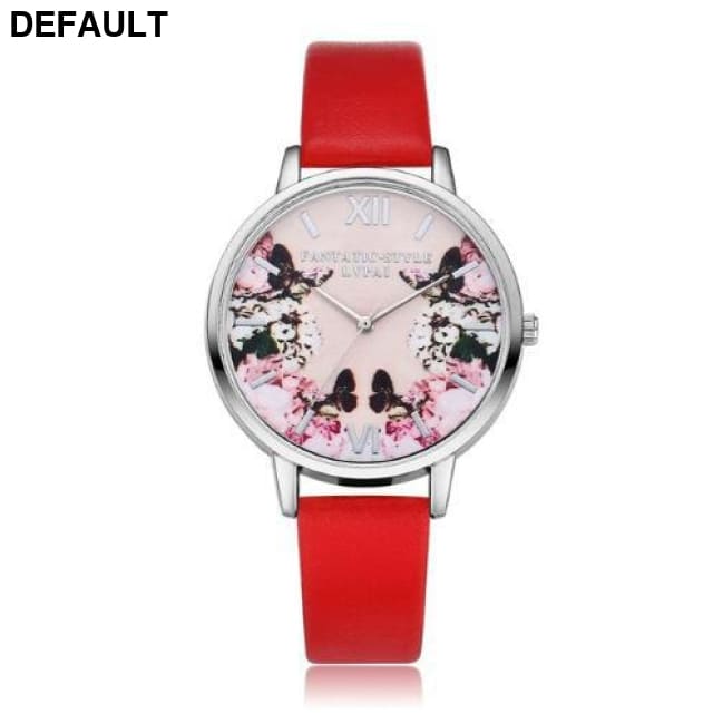 Flower Butterfly Ladies Bracelet Watch red Women Watches