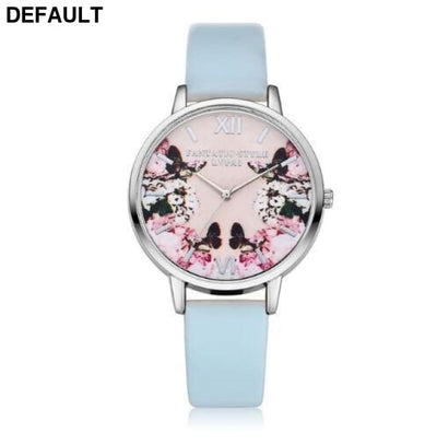 Flower Butterfly Ladies Bracelet Watch sky blue Women Watches