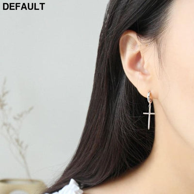 Flyleaf 925 Sterling Silver Cross Dangle Earrings For Women New Trend Lady Fashion Jewelry Pendientes Mujer Moda