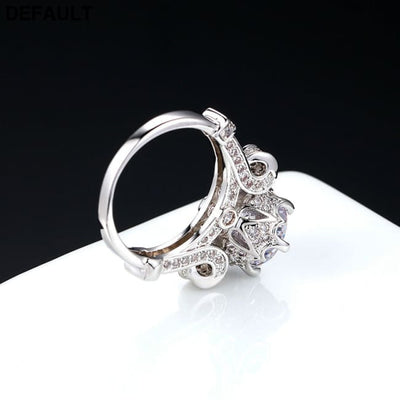 Foreign trade explosion jewelry fashion luxury Nvjie AAA zircon gilt micro insert engagement ring wholesale Wedding