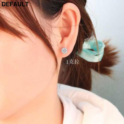 Free Sent Certificate 100% 925 Sterling Silver Round Cut 2.0ct Zirconia Diamond Stud Earrings for Women Men Jewelry