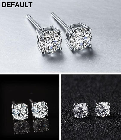 Free Sent Certificate 100% 925 Sterling Silver Round Cut 2.0ct Zirconia Diamond Stud Earrings for Women Men Jewelry