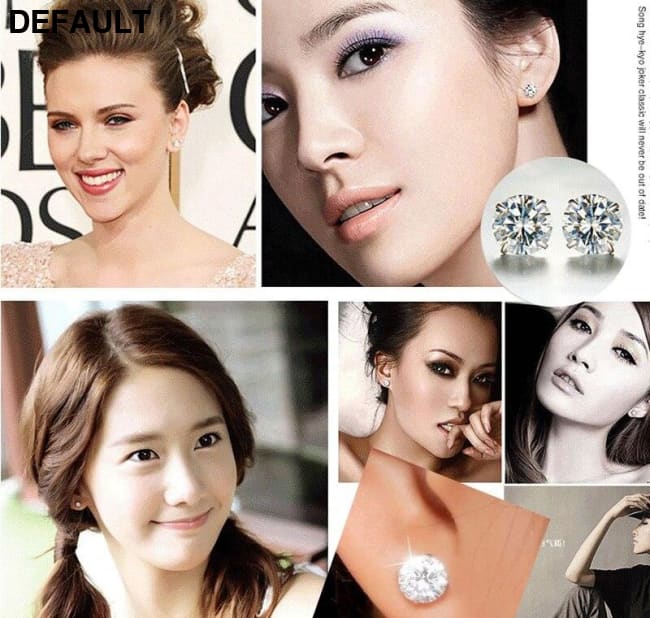 Free Sent Certificate 100% 925 Sterling Silver Round Cut 2.0ct Zirconia Diamond Stud Earrings for Women Men Jewelry