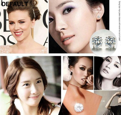 Free Sent Certificate 100% 925 Sterling Silver Round Cut 2.0ct Zirconia Diamond Stud Earrings for Women Men Jewelry