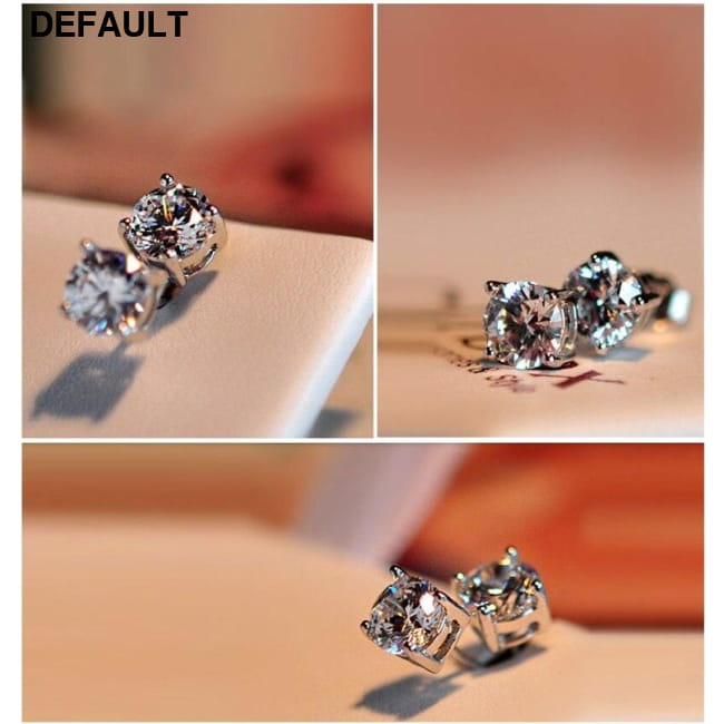 Free Sent Certificate 100% 925 Sterling Silver Round Cut Men Earrings