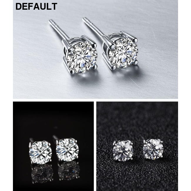 Free Sent Certificate 100% 925 Sterling Silver Round Cut Men Earrings