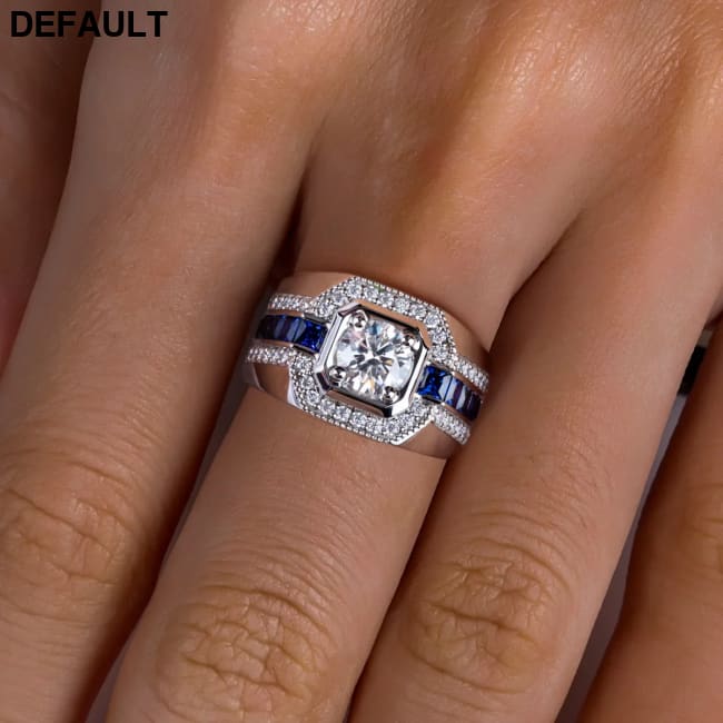 Gazing Jewelry1Carat D Color Moissanite Men’s Ring 925 Sterling Silver Gold Plated Retro and Luxurious Lab-Created