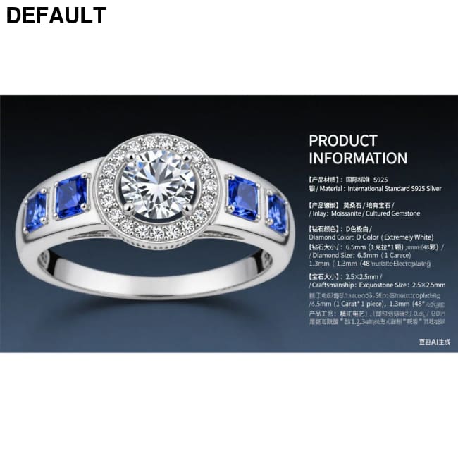 Gazing Jewelry1Carat D Color Moissanite Men’s Ring 925 Sterling Silver Gold Plated Retro and Luxurious Lab-Created