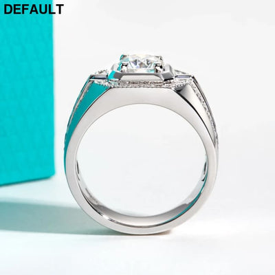 Gazing Jewelry1Carat D Color Moissanite Men’s Ring 925 Sterling Silver Gold Plated Retro and Luxurious Lab-Created