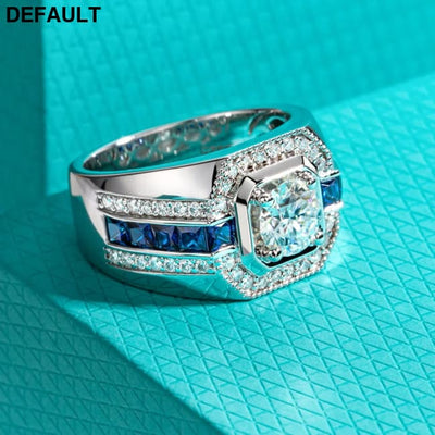 Gazing Jewelry1Carat D Color Moissanite Men’s Ring 925 Sterling Silver Gold Plated Retro and Luxurious Lab-Created