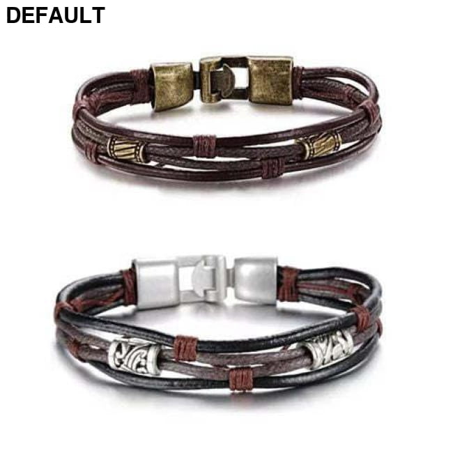 Gemini Twin Bracelets in Genuine Leather and Antique Metal Men