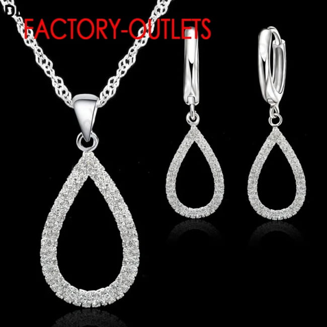 Genuine 925 Sterling Silver Bridal Jewelry Sets For Women Necklace Necklaces