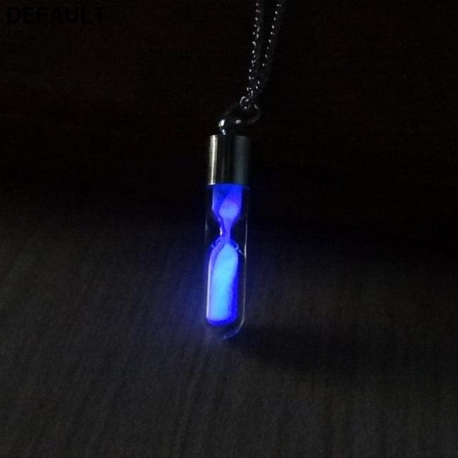 Glow In The Dark hourglass Necklace Glass Pendant Purple Sterling Silver Necklaces