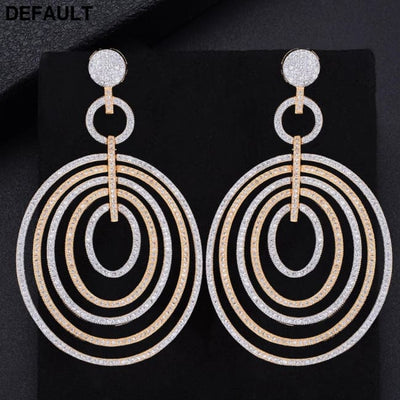 GODKI Circle Luxury Long Dangle Earrings For Women Wedding Cubic Zirconia CZ DUBAI Bridal Earring Jewelry