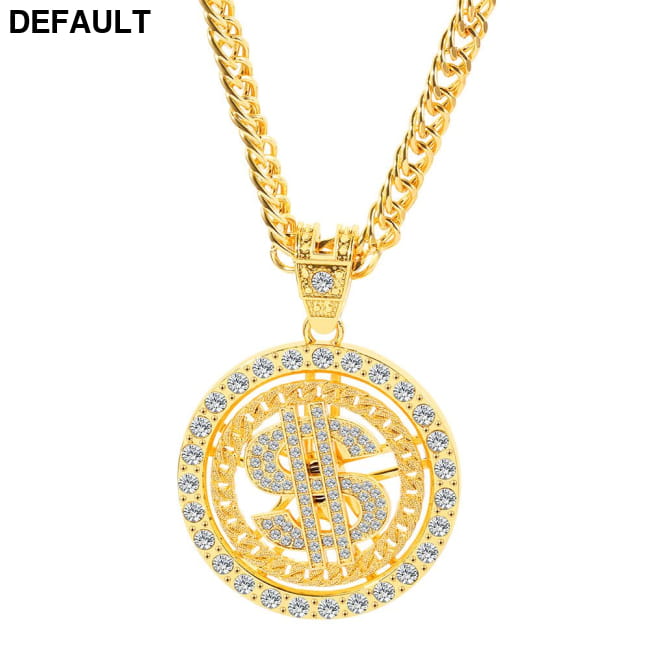 Gold Chain Dollar Pendant Necklace for Men Women / CN Necklaces Sterling Silver