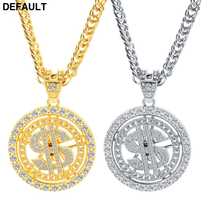 Gold Chain Dollar Pendant Necklace for Men Women Necklaces Sterling Silver