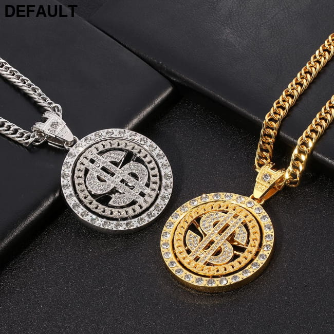 Gold Chain Dollar Pendant Necklace for Men Women Necklaces Sterling Silver