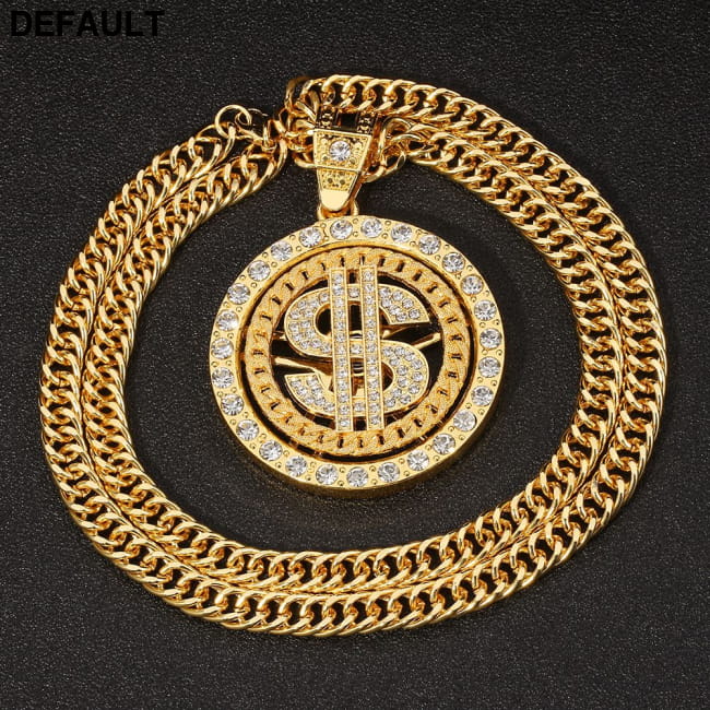 Gold Chain Dollar Pendant Necklace for Men Women Necklaces Sterling Silver