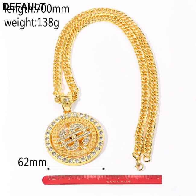Gold Chain Dollar Pendant Necklace for Men Women Necklaces Sterling Silver