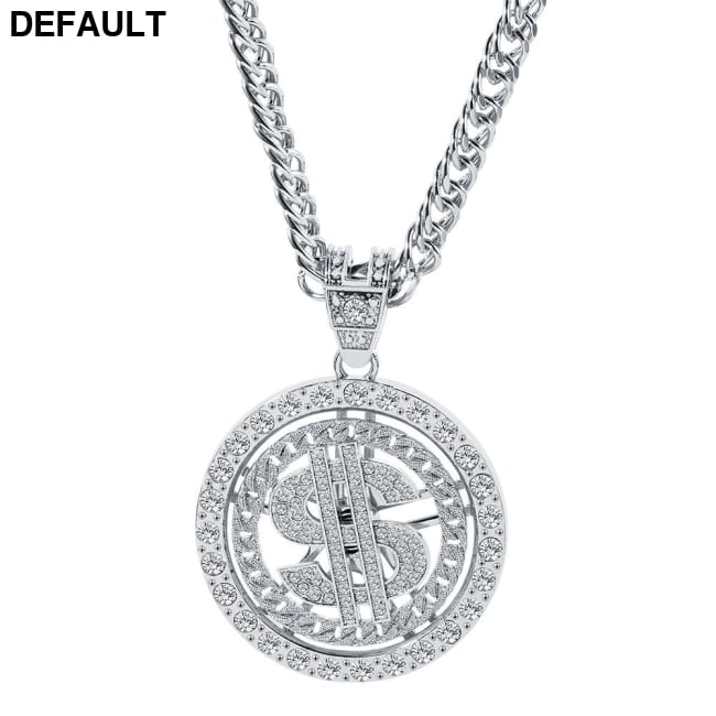 Gold Chain Dollar Pendant Necklace for Men Women silver / CN Necklaces Sterling