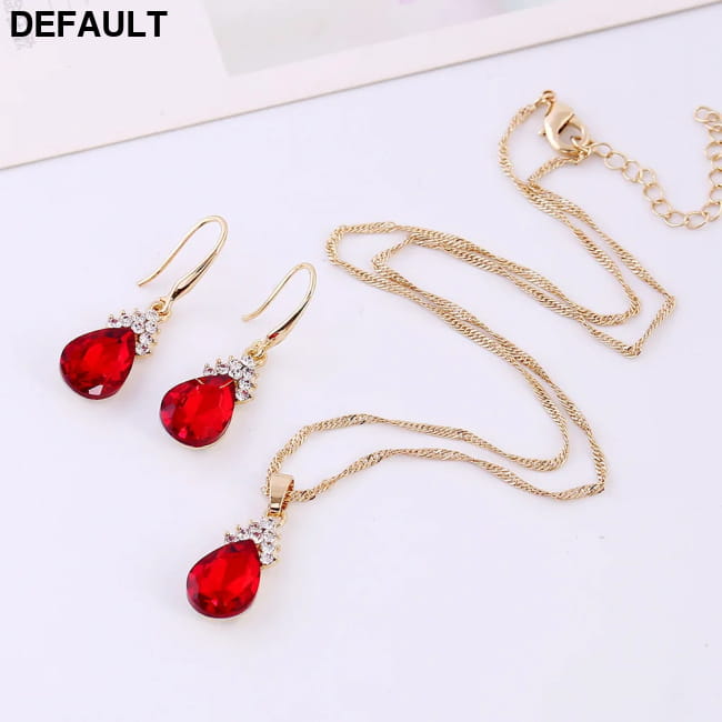 Gold Crystal Jewelry Sets Wedding Necklace and Earrings 3pcs Sterling Silver