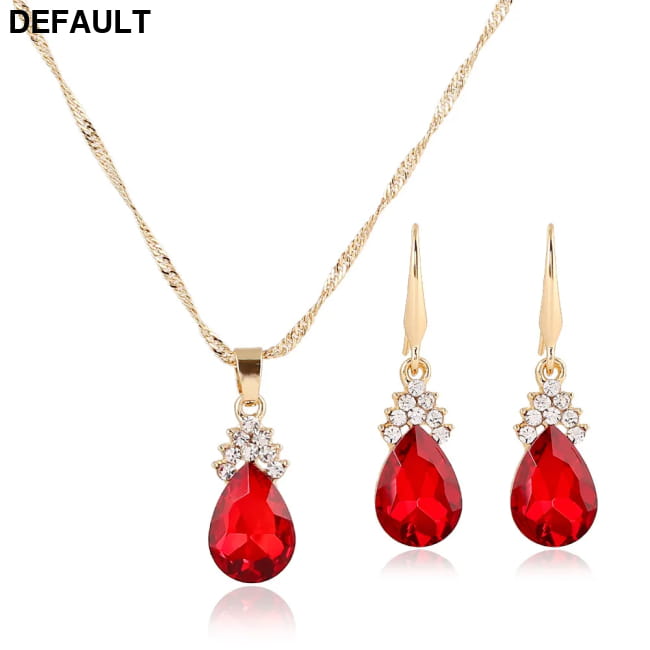 Gold Crystal Jewelry Sets Wedding Necklace and Earrings 3pcs Sterling Silver