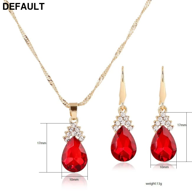 Gold Crystal Jewelry Sets Wedding Necklace and Earrings 3pcs Sterling Silver