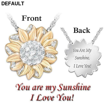 Golden Sun Flower Necklace with Diamonds Gold Sterling Silver Necklaces