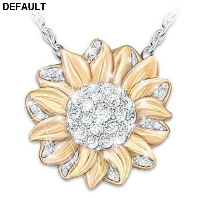 Golden Sun Flower Necklace with Diamonds Gold Sterling Silver Necklaces