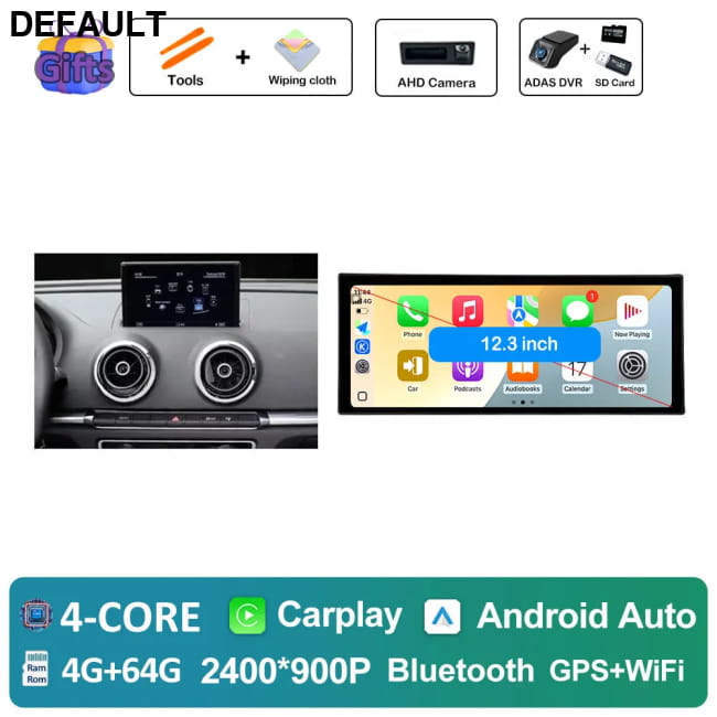 GPS Car Radio for Audi A3 2013 - 2020 Audio Multimedia 4G-64G DVR DVD Players - Motor Vehicle A/V & In-Dash Systems