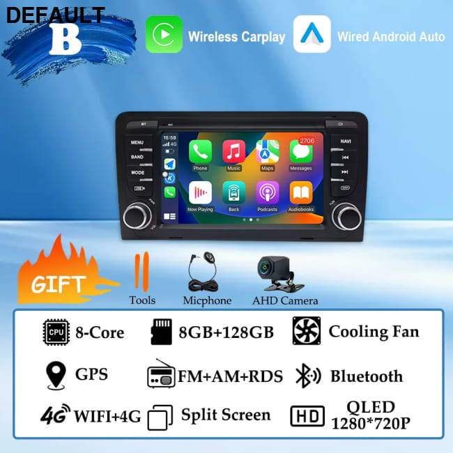 GPS Navigation 7 inch 4G Wifi Car Radio Android 16 for Audi (B) 8G 128G AHD DVD Players Motor Vehicle A/V & In-Dash