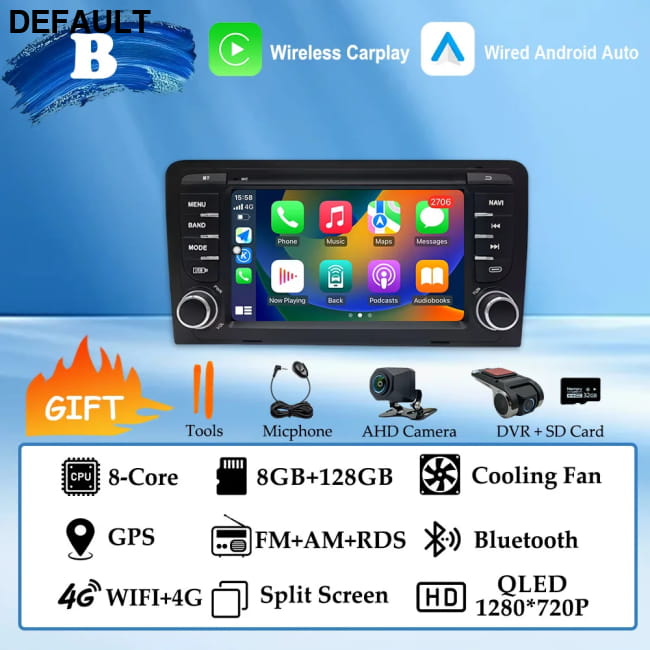 GPS Navigation 7 inch 4G Wifi Car Radio Android 16 for Audi (B) 8G 128G AHD DVR DVD Players Motor Vehicle A/V & In-Dash