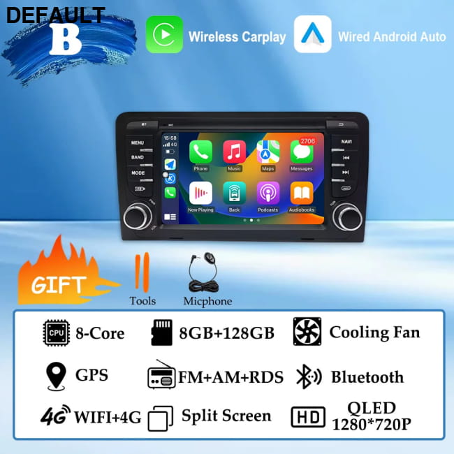 GPS Navigation 7 inch 4G Wifi Car Radio Android 16 for Audi (B) 8G 128G DVD Players Motor Vehicle A/V & In-Dash Systems