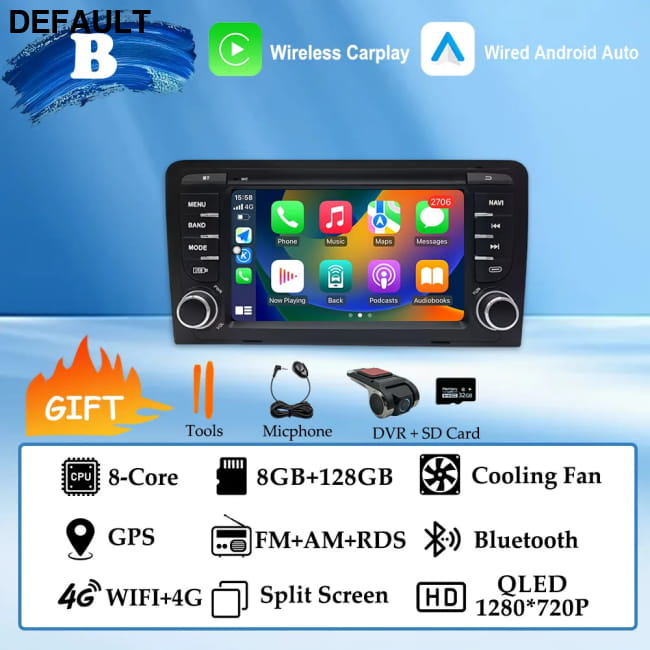 GPS Navigation 7 inch 4G Wifi Car Radio Android 16 for Audi (B) 8G 128G DVR DVD Players Motor Vehicle A/V & In-Dash
