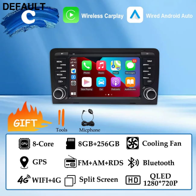 GPS Navigation 7 inch 4G Wifi Car Radio Android 16 for Audi (C) 8G 256G DVD Players Motor Vehicle A/V & In-Dash Systems