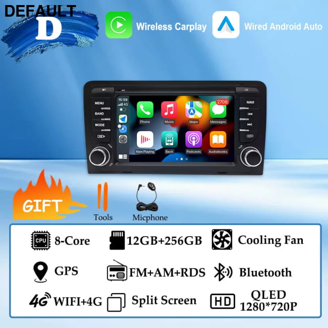 GPS Navigation 7 inch 4G Wifi Car Radio Android 16 for Audi (D) 12G 256G DVD Players Motor Vehicle A/V & In-Dash Systems