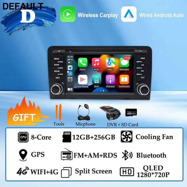 GPS Navigation 7 inch 4G Wifi Car Radio Android 16 for Audi (D) 12G 256G DVR DVD Players Motor Vehicle A/V & In-Dash