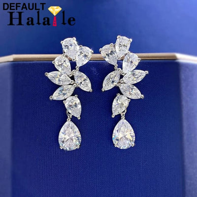 Halaile S925 Sterling Silver Zircon Jewelry High Carbon Diamond Drop Earrings Luxury Fine Trendy Elegant Gift for Women