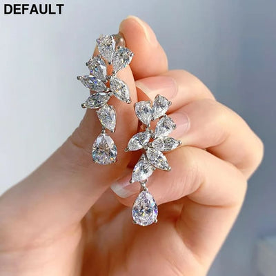 Halaile S925 Sterling Silver Zircon Jewelry High Carbon Diamond Drop Earrings Luxury Fine Trendy Elegant Gift for Women