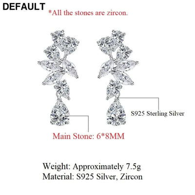 Halaile S925 Sterling Silver Zircon Jewelry High Carbon Diamond Drop Earrings Luxury Fine Trendy Elegant Gift for Women