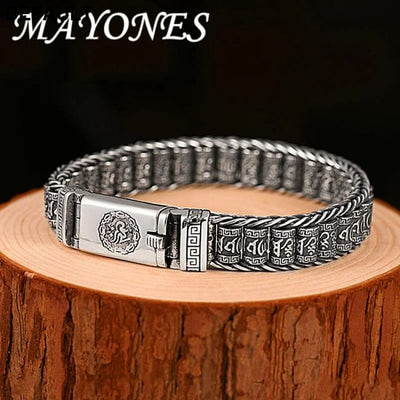 Handmade Creative Bracelets Men Lucky Buddhist Scripture Turn Beads Retro Six-character Mantra Personalized Fashion