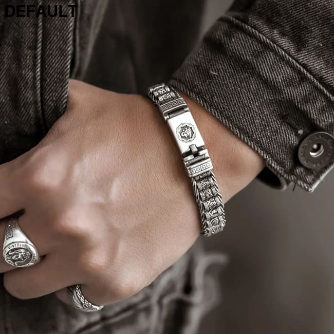 Handmade Creative Bracelets Men Lucky Buddhist Scripture Turn Beads Retro Six-character Mantra Personalized Fashion