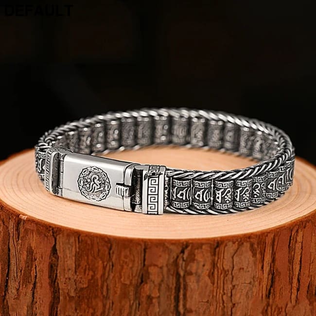 Handmade Creative Bracelets Men Lucky Buddhist Scripture Turn Beads Retro Six-character Mantra Personalized Fashion