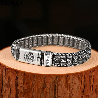 Handmade Creative Bracelets Men Lucky Buddhist Scripture Turn Beads Retro Six-character Mantra Personalized Fashion